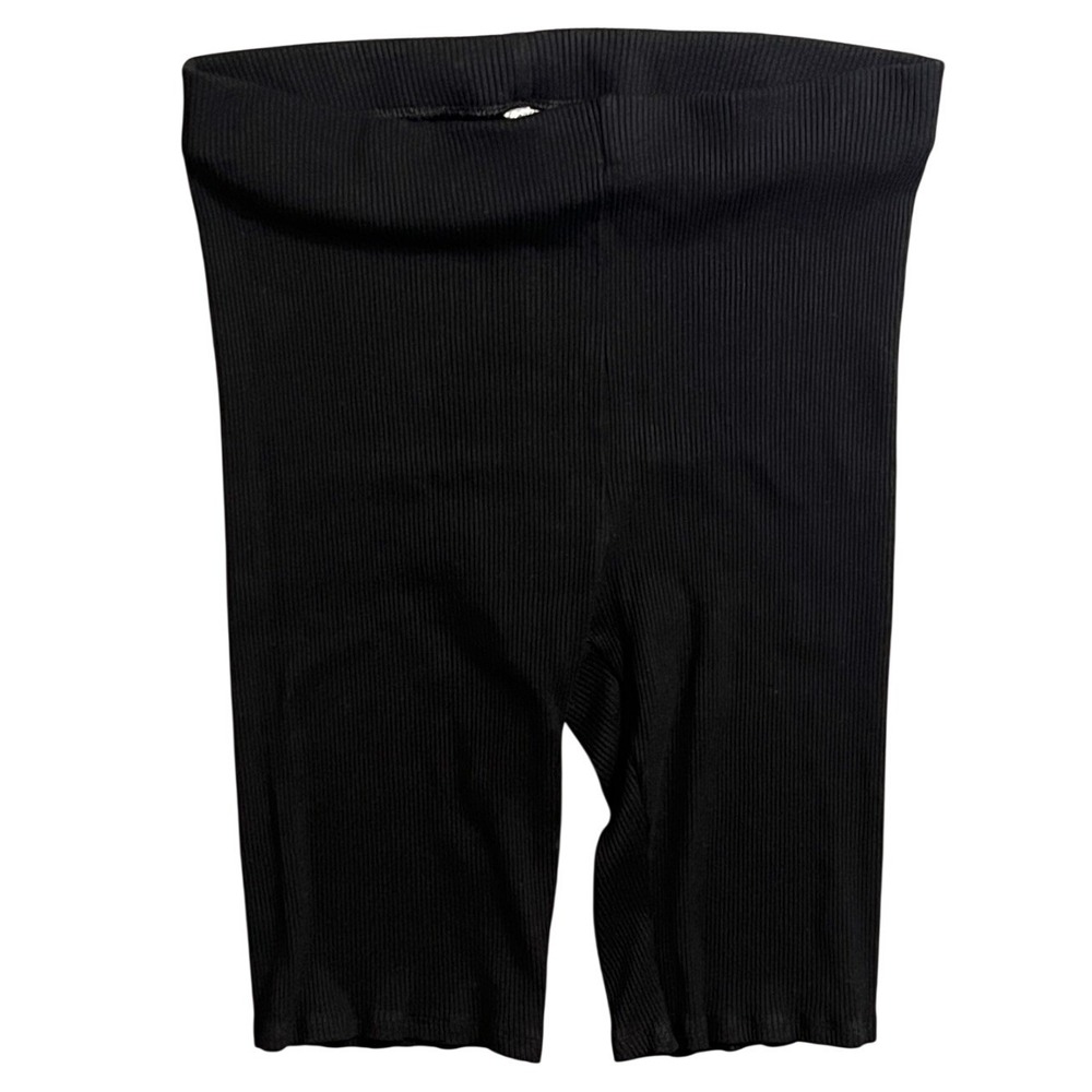 Women's Black Ribbed High Waisted Biker Shorts Activewear Size‎ M